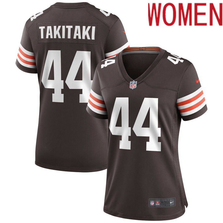 Women Cleveland Browns 44 Sione Takitaki Nike Brown Game NFL Jersey